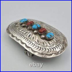 Vintage Darlene C DC Thomas Navajo Sterling Silver Turquoise Concho Belt Buckle