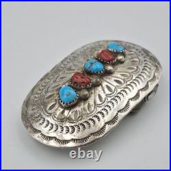 Vintage Darlene C DC Thomas Navajo Sterling Silver Turquoise Concho Belt Buckle