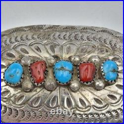 Vintage Darlene C DC Thomas Navajo Sterling Silver Turquoise Concho Belt Buckle