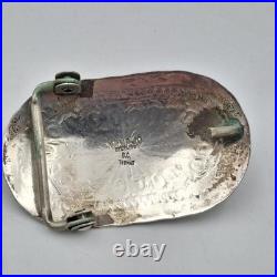 Vintage Darlene C DC Thomas Navajo Sterling Silver Turquoise Concho Belt Buckle