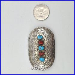 Vintage Darlene C DC Thomas Navajo Sterling Silver Turquoise Concho Belt Buckle