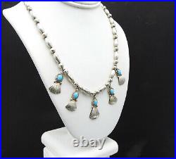 Vintage Desert Pearl Southwestern Necklace Turquoise Solid 925 Sterling Silver