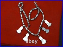 Vintage Desert Pearl Southwestern Necklace Turquoise Solid 925 Sterling Silver