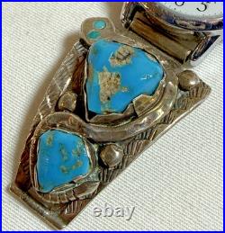 Vintage Effie C. (Calavaza) Zuni Sterling Silver Turquoise Snake Watch Tips