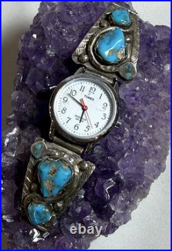 Vintage Effie C. (Calavaza) Zuni Sterling Silver Turquoise Snake Watch Tips