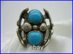 Vintage Estate Jewelry Southwestern Sterling Silver Turquoise Eagle Ring Size 16