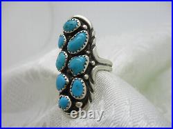 Vintage Estate Jewelry Sterling Silver Southwestern W Nez Turquoise Ring Size 8