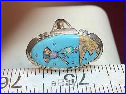 Vintage Estate Sterling Silver Katchina Ring Opal Turquoise Philippines