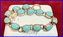 Vintage Estate Sterling Silver Turquoise Bracelet Made In Mexico Gemstone