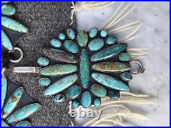 Vintage FEDERICO JIMENEZ Sterling Silver With Turquoise Cluster Belt 40