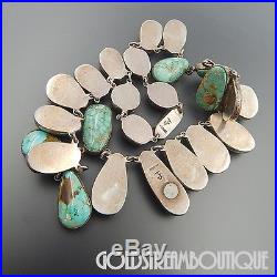 Vintage Federico Jimenez Sterling Silver Turquoise 24 Link Cluster Necklace