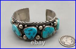 Vintage Five-Stone Turquoise Sterling Silver Bracelet