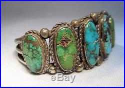 Vintage Heavy Navajo OLD PAWN Sterling Silver Multicolor Turquoise Bracelet C748