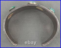 Vintage Heavy Navajo Sterling Silver & Turquoise Bracelet