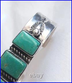 Vintage Helen Harrison Navajo sterling silver turquoise bracelet, 35 grams