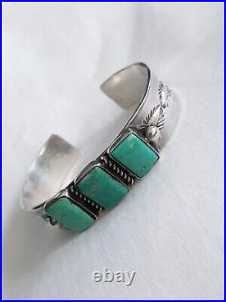 Vintage Helen Harrison Navajo sterling silver turquoise bracelet, 35 grams