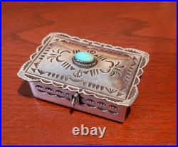 Vintage Herbert Cayatineto Navajo Sterling Silver Trinket Jewelry Box Turquoise Vintage Herbert Cayatineto Navajo Sterling Silver Trinket Jewelry Box Turquoise