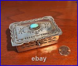 Vintage Herbert Cayatineto Navajo Sterling Silver Trinket Jewelry Box Turquoise Vintage Herbert Cayatineto Navajo Sterling Silver Trinket Jewelry Box Turquoise