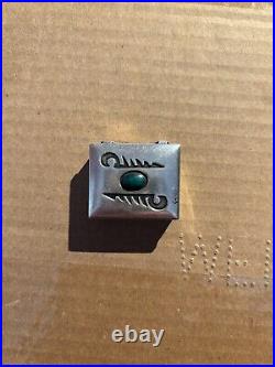 Vintage Hopi Sterling Silver Pill Box Overlay Turquoise Cabochon Native American