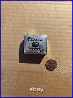 Vintage Hopi Sterling Silver Pill Box Overlay Turquoise Cabochon Native American