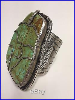 Vintage Huge Navajo Sterling Silver Massive Turquoise Cuff Bracelet 950g