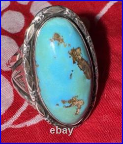 Vintage JC Sterling Silver Turquoise Ring Sz 12.5 15g Signed Navajo Southwestern