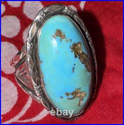 Vintage JC Sterling Silver Turquoise Ring Sz 12.5 15g Signed Navajo Southwestern