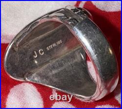Vintage JC Sterling Silver Turquoise Ring Sz 12.5 15g Signed Navajo Southwestern