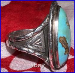 Vintage JC Sterling Silver Turquoise Ring Sz 12.5 15g Signed Navajo Southwestern