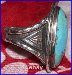 Vintage JC Sterling Silver Turquoise Ring Sz 12.5 15g Signed Navajo Southwestern