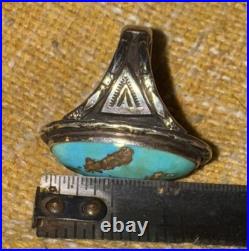 Vintage JC Sterling Silver Turquoise Ring Sz 12.5 15g Signed Navajo Southwestern