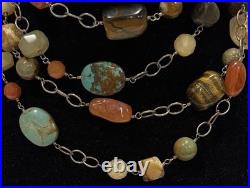 Vintage Jay King DTR Mine Finds 925 Sterling & Semi Precious Stone Necklace