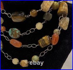 Vintage Jay King DTR Mine Finds 925 Sterling & Semi Precious Stone Necklace