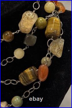 Vintage Jay King DTR Mine Finds 925 Sterling & Semi Precious Stone Necklace