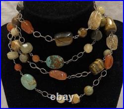Vintage Jay King DTR Mine Finds 925 Sterling & Semi Precious Stone Necklace