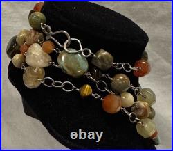 Vintage Jay King DTR Mine Finds 925 Sterling & Semi Precious Stone Necklace