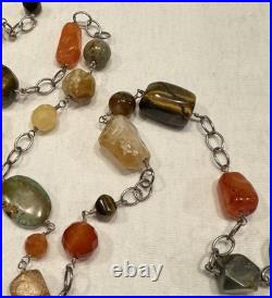 Vintage Jay King DTR Mine Finds 925 Sterling & Semi Precious Stone Necklace