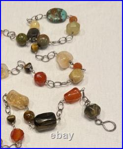 Vintage Jay King DTR Mine Finds 925 Sterling & Semi Precious Stone Necklace
