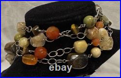 Vintage Jay King DTR Mine Finds 925 Sterling & Semi Precious Stone Necklace