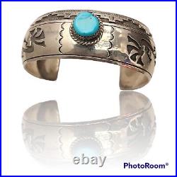 Vintage Keith James Sterling Silver Kokopelli morenci Turquoise Cuff Bracelet