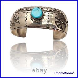 Vintage Keith James Sterling Silver Kokopelli morenci Turquoise Cuff Bracelet