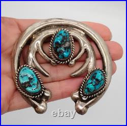 Vintage LARGE Navajo Naja Pendant with Turquoise Sterling Silver RAY TAFOYA 2.75 Vintage LARGE Navajo Naja Pendant with Turquoise Sterling Silver RAY TAFOYA 2.75