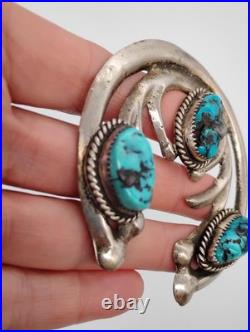 Vintage LARGE Navajo Naja Pendant with Turquoise Sterling Silver RAY TAFOYA 2.75 Vintage LARGE Navajo Naja Pendant with Turquoise Sterling Silver RAY TAFOYA 2.75