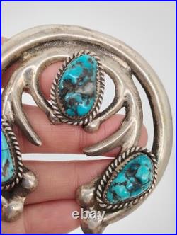 Vintage LARGE Navajo Naja Pendant with Turquoise Sterling Silver RAY TAFOYA 2.75 Vintage LARGE Navajo Naja Pendant with Turquoise Sterling Silver RAY TAFOYA 2.75