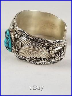 Vintage L. Hildreth Sterling Silver 925 Turquoise Coral Cuff Bracelet 46.04 gram