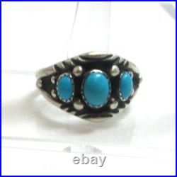 Vintage Men's Navajo SC Sharon Cisco Sterling Silver 3 Turquoise Ring Sz 15 Vintage Men's Navajo SC Sharon Cisco Sterling Silver 3 Turquoise Ring Sz 15
