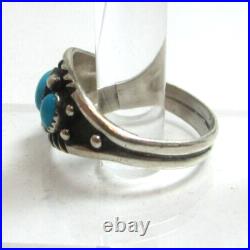 Vintage Men's Navajo SC Sharon Cisco Sterling Silver 3 Turquoise Ring Sz 15 Vintage Men's Navajo SC Sharon Cisco Sterling Silver 3 Turquoise Ring Sz 15