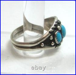 Vintage Men's Navajo SC Sharon Cisco Sterling Silver 3 Turquoise Ring Sz 15 Vintage Men's Navajo SC Sharon Cisco Sterling Silver 3 Turquoise Ring Sz 15