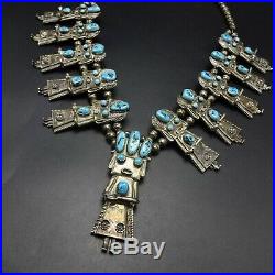 Vintage NAVAJO Sterling Silver TURQUOISE KACHINA Squash Blossom NECKLACE 188.6g Vintage NAVAJO Sterling Silver TURQUOISE KACHINA Squash Blossom NECKLACE 188.6g