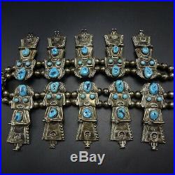 Vintage NAVAJO Sterling Silver TURQUOISE KACHINA Squash Blossom NECKLACE 188.6g Vintage NAVAJO Sterling Silver TURQUOISE KACHINA Squash Blossom NECKLACE 188.6g